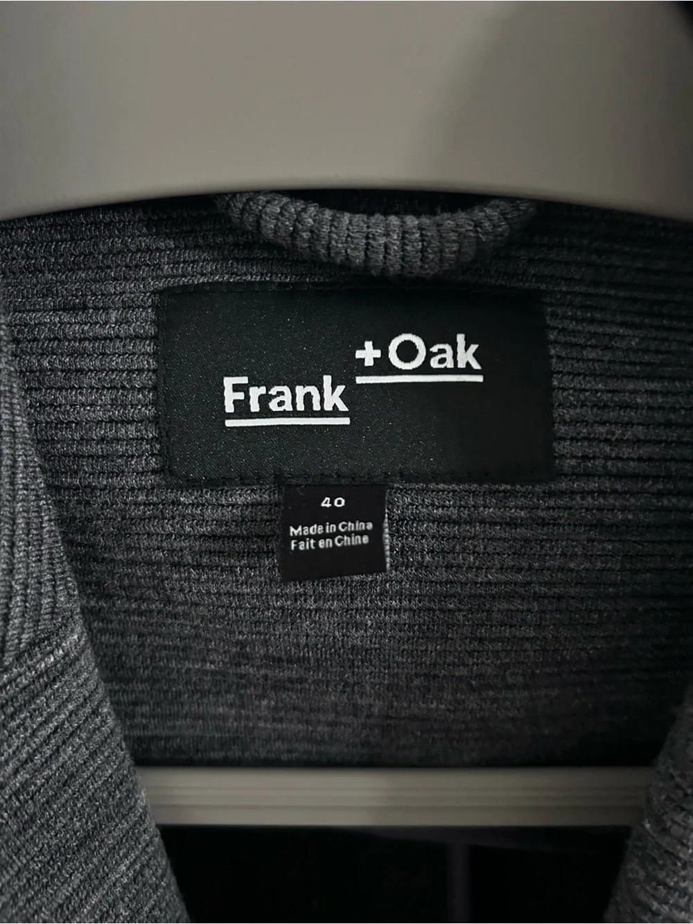 Frank + Oak Men’s 40 Charcoal Gray Wool Blend Textured Knit Blazer